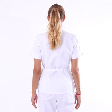 Blouse Esthéticienne Cache-Cœur Blanche ECO/LYOCELL - MANELLI I BLANC DOS