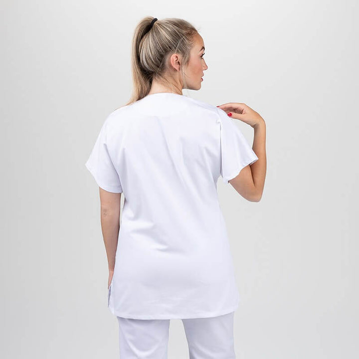 Blouse Médicale Blanche Asymétrique - MANELLI - manches courtes