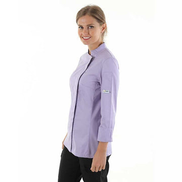 Veste de cuisine lilas manches longues Manelli