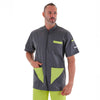 Blouse Médicale Homme Manches Courtes Sacha Gris et Vert Anis - MANELLI