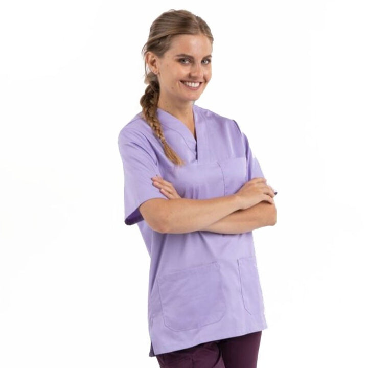 Tunique Médicale Mixte Col V Lilas Lavable à 75° - MANELLI