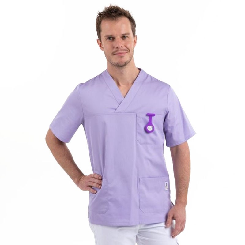 tunique medicale mixte col v lilas