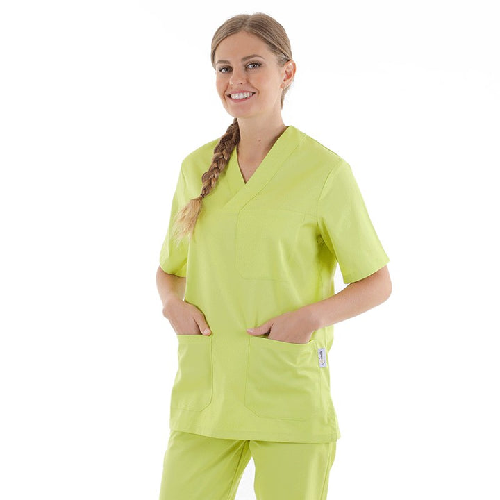 tunique medicale col v verte anis