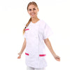 Blouse Médicale Femme Manches Courtes Blanc et Rose Asymétrique - MANELLI