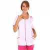 Blouse Médicale Femme Manches Courtes Blanche et Rose Modèle Johana - MANELLI