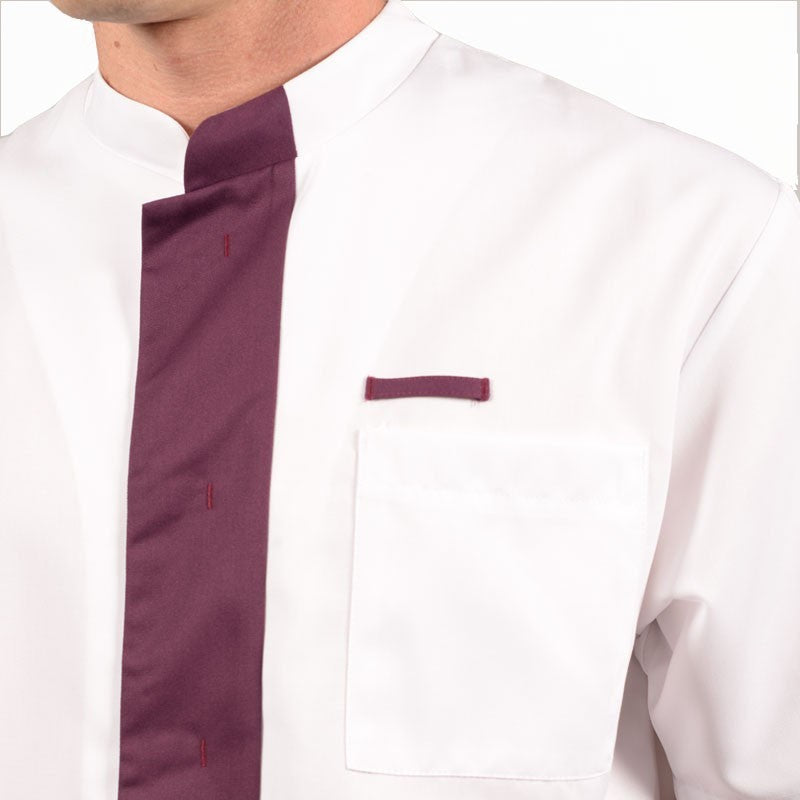 Blouse médicale homme 2LEE blanc & prune zoom promotions manches courtes