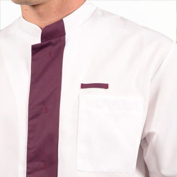 Blouse médicale homme 2LEE blanc & prune zoom promotions manches courtes