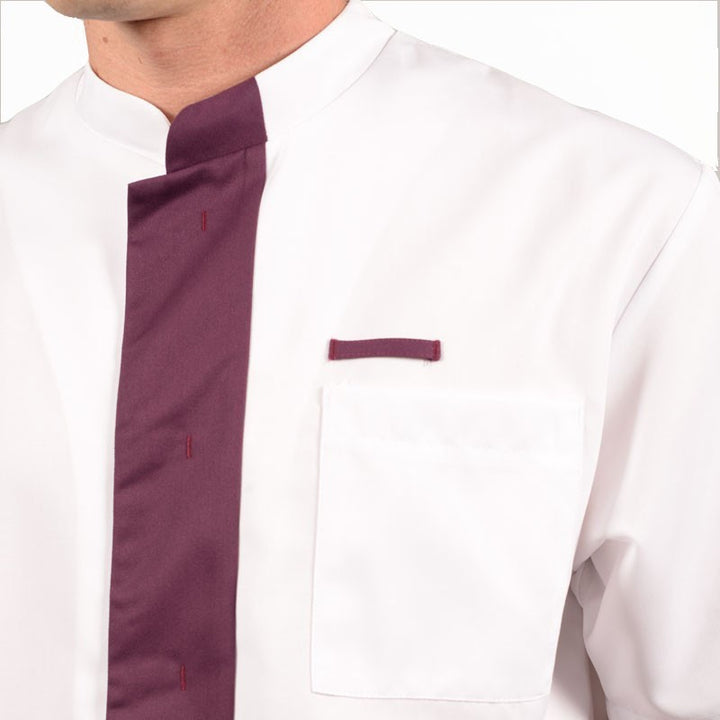 Blouse médicale homme 2LEE blanc & prune zoom promotions manches courtes