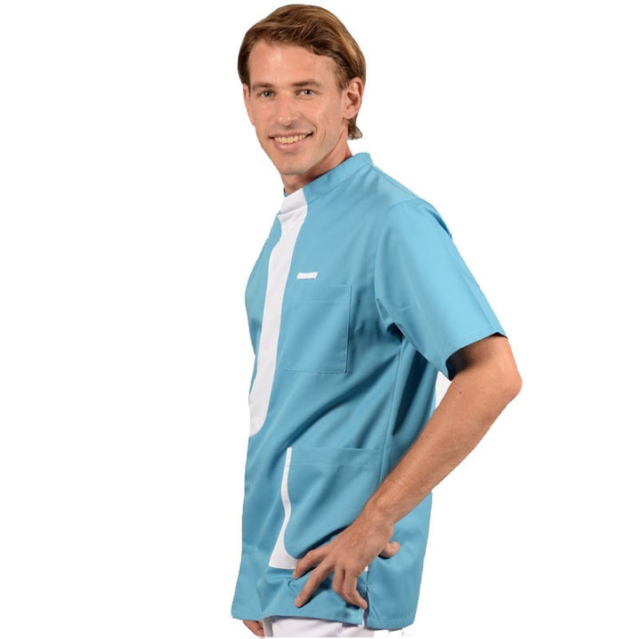 Blouse médicale hommes 2LEE bleu ciel face  manches courtes confort pas cher
