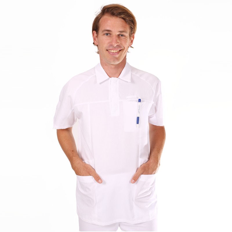 Tunique médicale homme blanche 2LUC