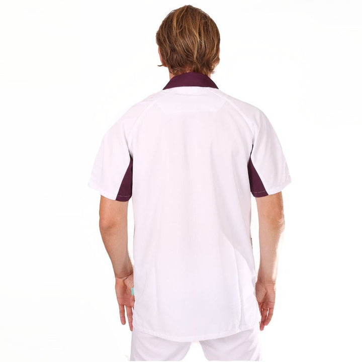 Tunique médicale homme blanche et prune 2LUC