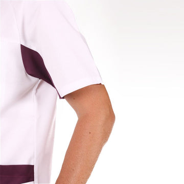 Tunique médicale homme blanche et prune 2LUC
