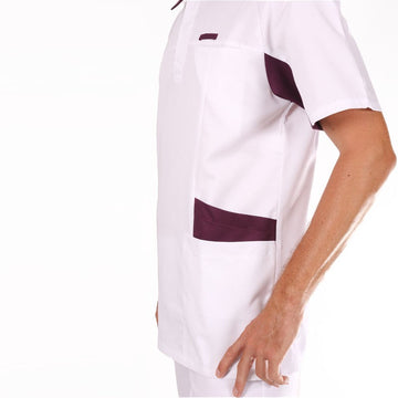 Tunique Médicale Homme Luc Blanche et Prune - LAFONT SANTE - 4