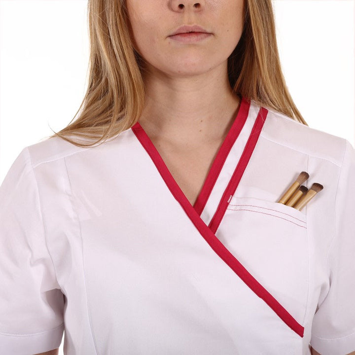 Blouse Esthéticienne Femme Blanc et Rose Modèle Lilee - LAFONT SANTÉ