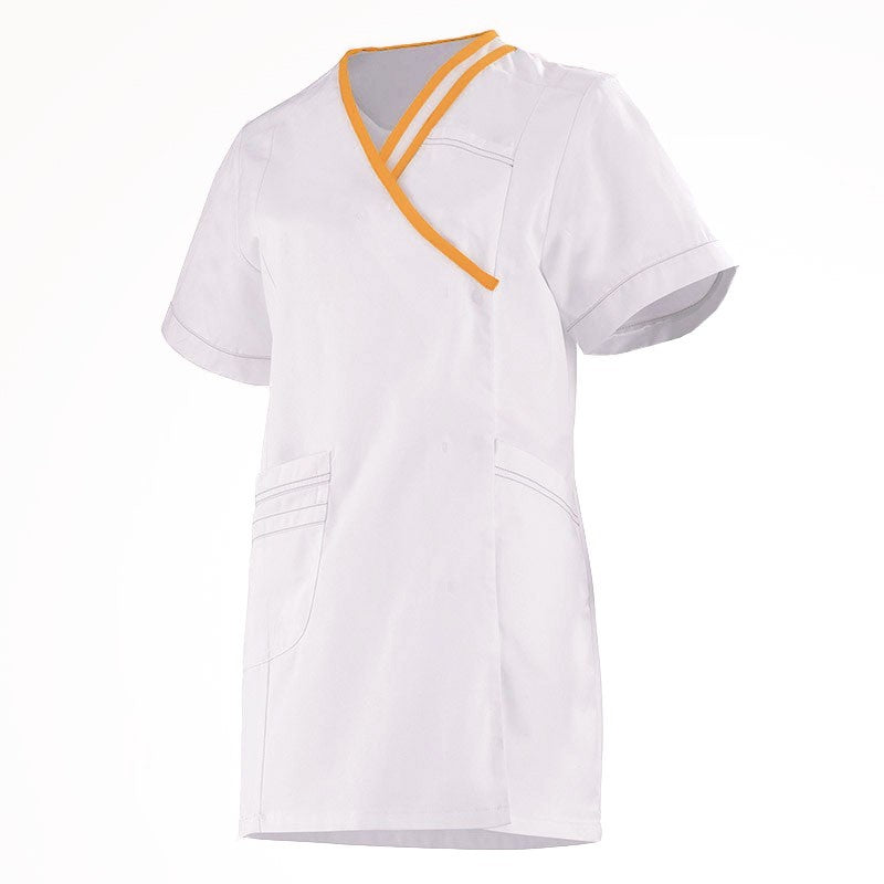 blouse esthéticienne blanche et orange Lafont