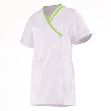 blouse esthéticienne blanche et verte Lafont