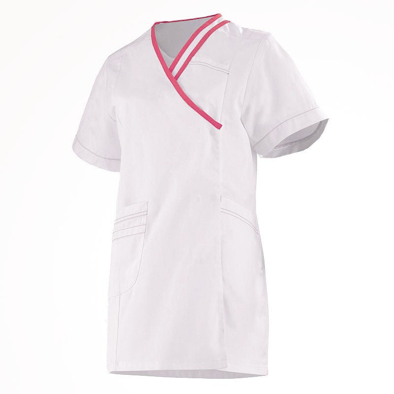 blouse esthéticienne blanche et rose Lafont