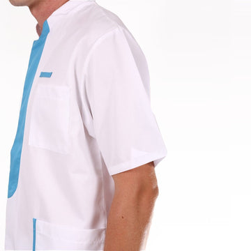 blouse medicale Lafont empiecement bleu ciel