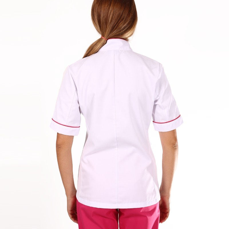 Blouse médicale femme Blanche et Rose Sandra