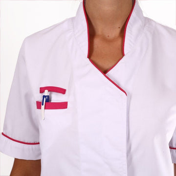 Blouse médicale femme liseré fuschia