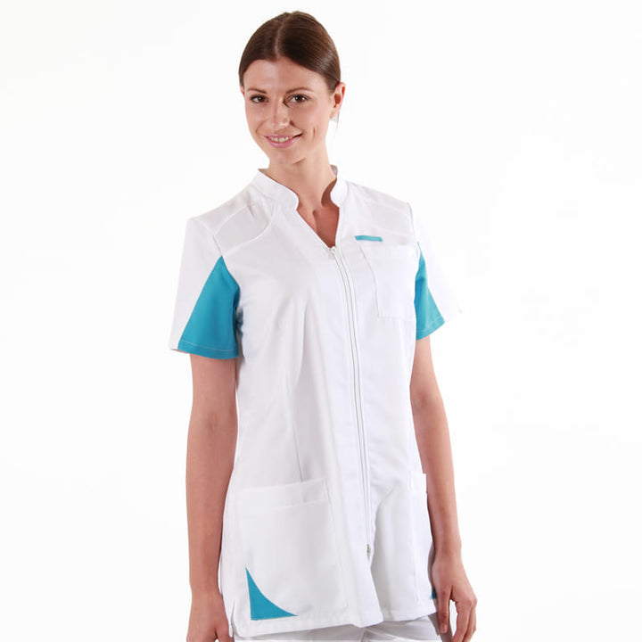 Blouse medical bleu ciel femme manche courte