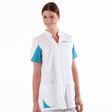 Blouse médicale manches courtes 2SAN blanc & rose bleu ciel femme promotions promo