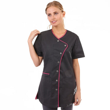 Blouse medicale lisere rose femme manche courte promotion confortable pas cher