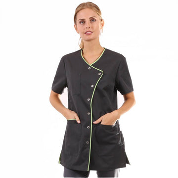 Blouse Médicale Femme Manches Courtes Liseré Bleu - CLINIC DRESS - 7