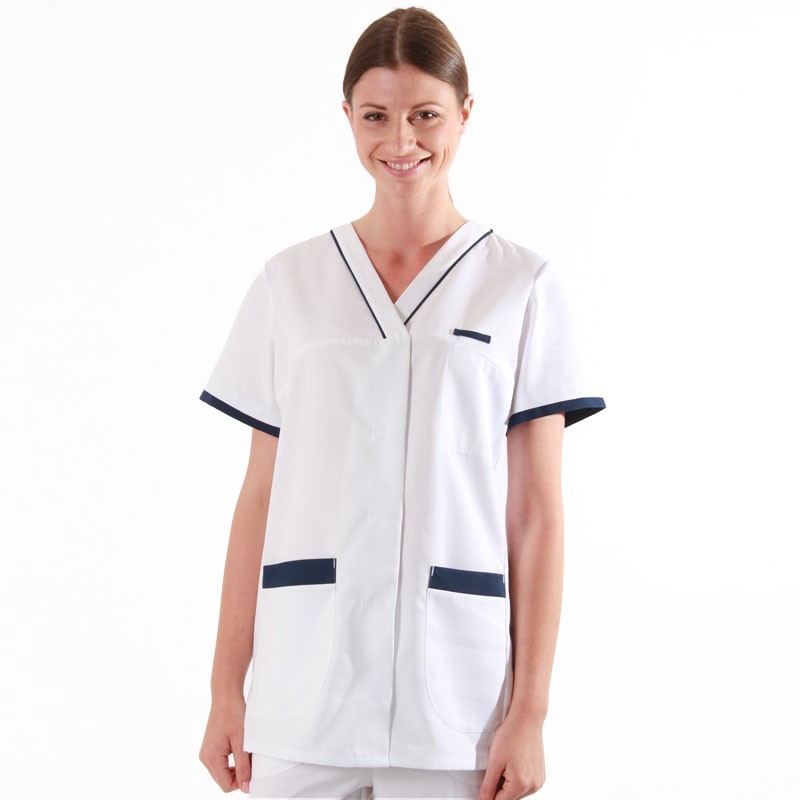 Tunique médicale 2ALE blanc & bleu marine