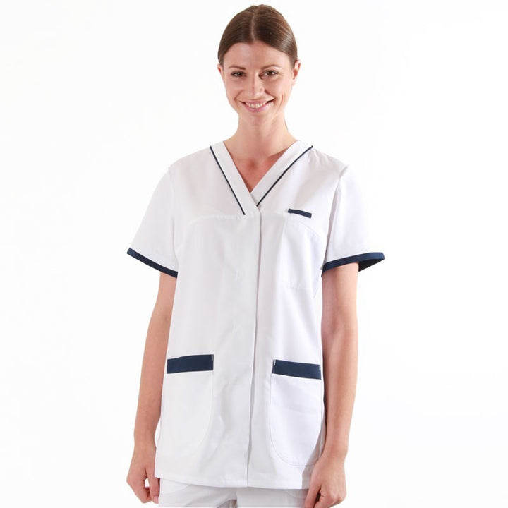 Tunique médicale 2ALE blanc & bleu marine