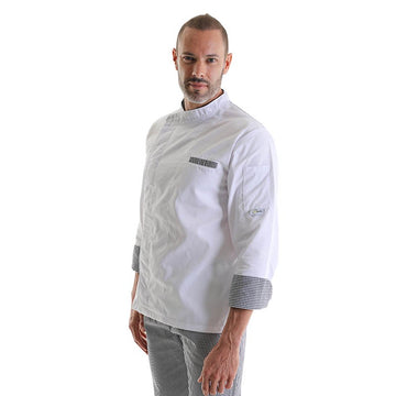 Veste de Cuisine Blanche Manches Longues retroussables en polycoton hommes