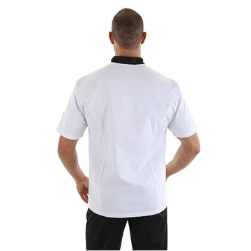 veste de cuisine blanche liseré noir Manelli