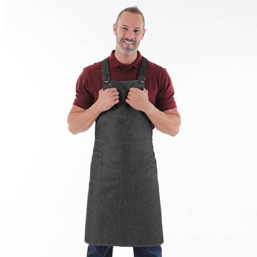 tablier à bavette denim gris moderne