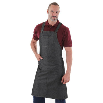 Tablier à Bavette Urban Croisé Black Denim MANELLI