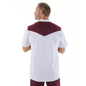 blouse medicale homme fermeture boutons col officier manelli