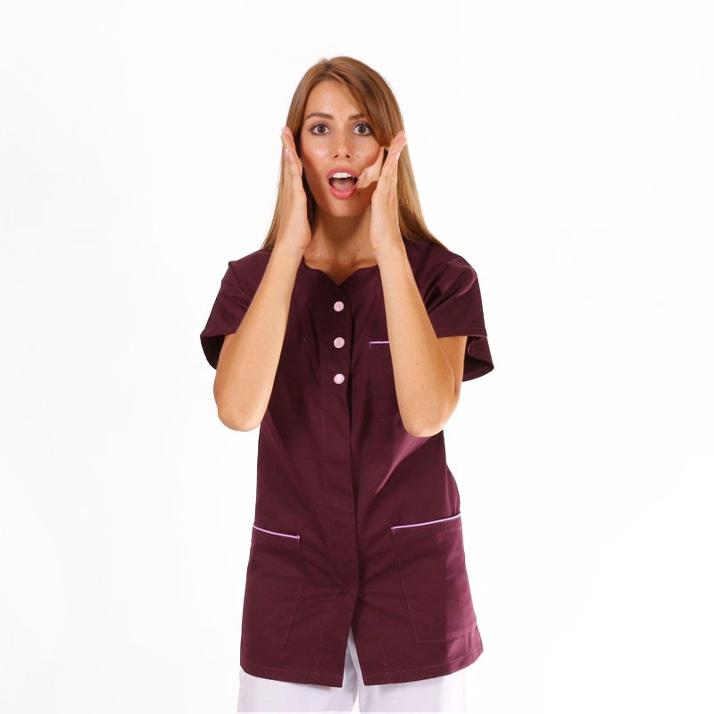 Blouse médicale femme Bordeaux Julie manches courtes promotions pas cher confortables