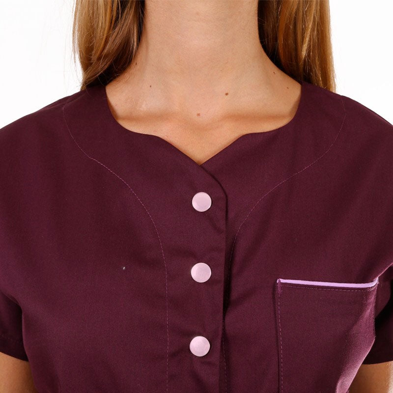 Blouse médicale femme Bordeaux Julie manches courtes promotions pas cher confortables