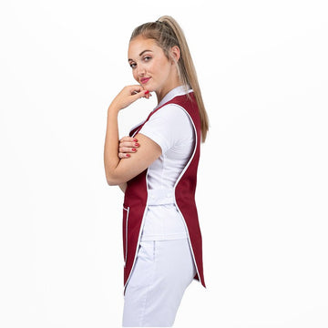 tablier entretien Manelli bordeaux et blanc