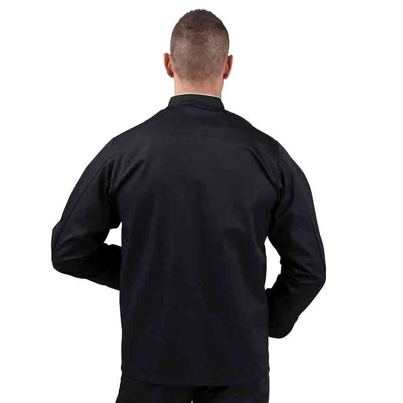 Veste de cuisine noire liseré argent - MANELLI - Manches longues