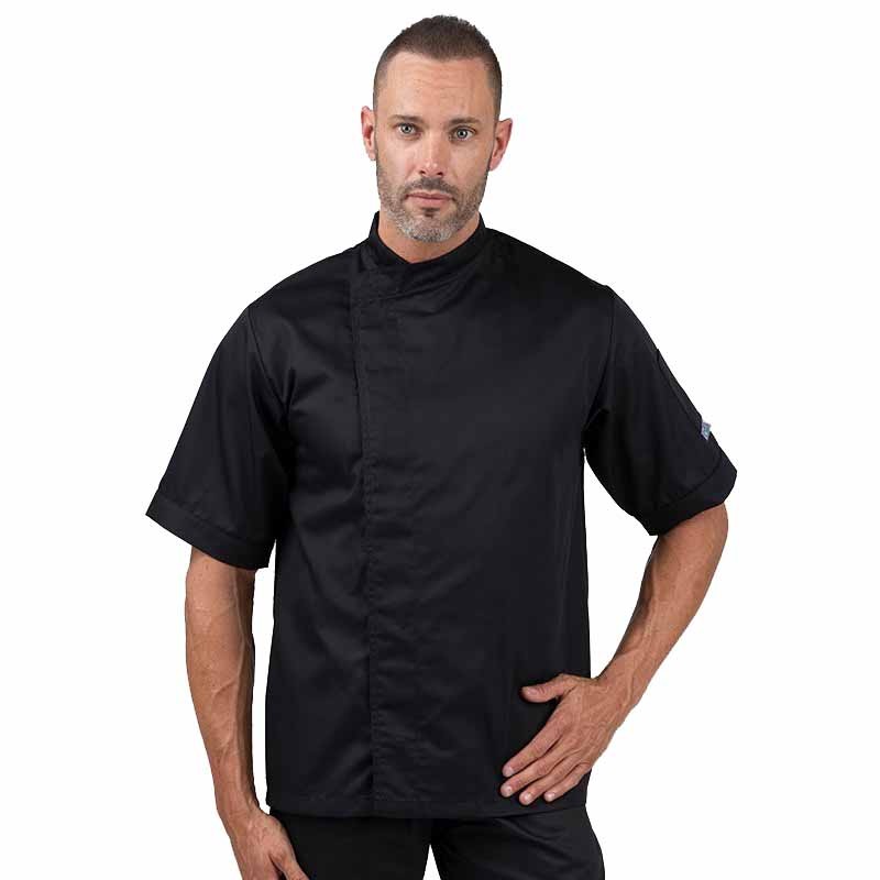 Veste de cuisine Eco-responsable noire manches courtes Homme