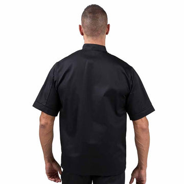 Dos de la veste de cuisine Eco-responsable noire manches courtes Homme Manelli