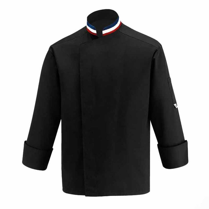 Veste de cuisine noire, facile d'entretien