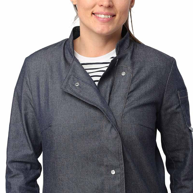 Veste Jean femme Manches Longues Poche - MANELLI fermeture par 5 boutons pression