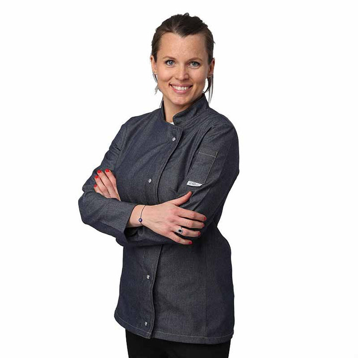 Veste Jean femme Manches Longues Poche - MANELLI Surpiqûres en fil contrastés, col officier
