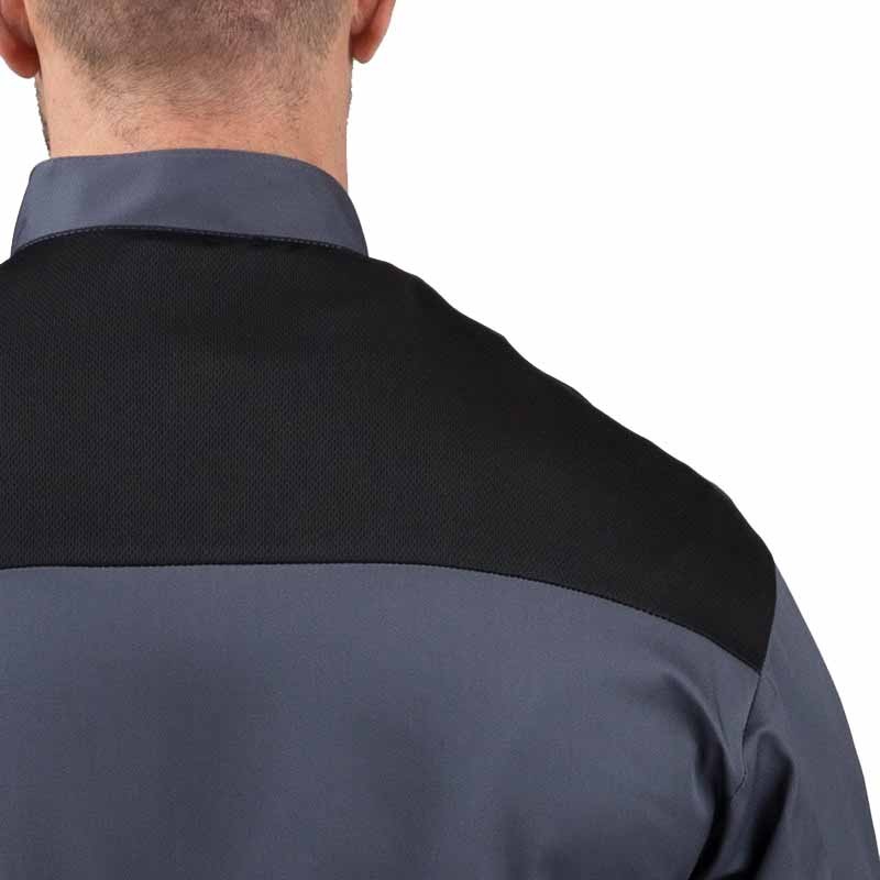 Veste de boucher grise et noire - MANELLI - épaules nid d'abeille