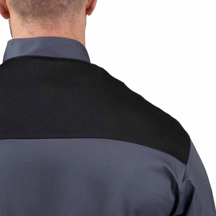 Veste de boucher grise et noire - MANELLI - épaules nid d'abeille