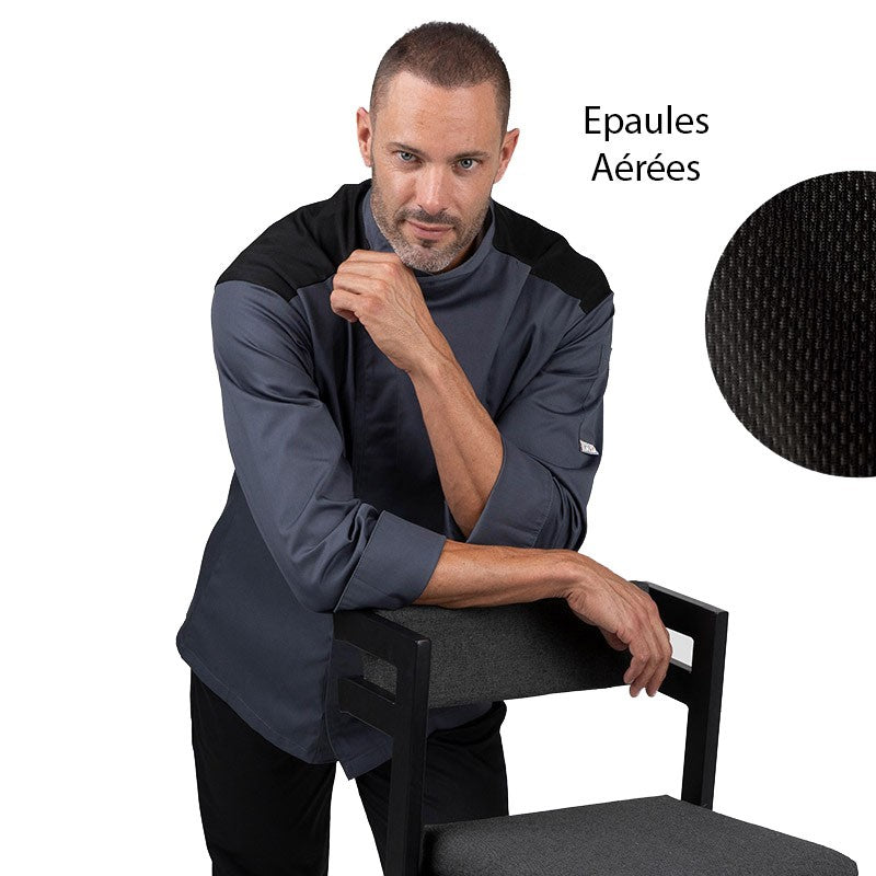 Veste de boucher grise et noire - MANELLI - épaules respirantes