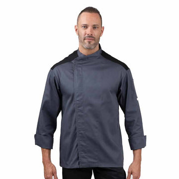 Veste de Cuisine grise - First face, 2 couleurs noir et gris manches longues