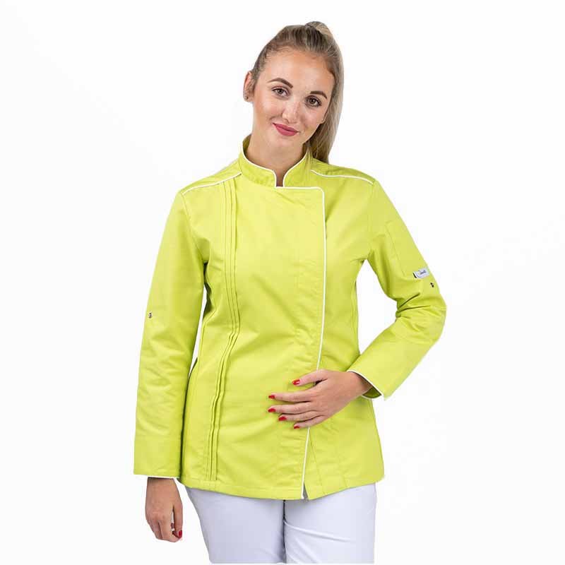 Veste de Cuisine Femme Orchestra Anis Liseré Blanc col officier MANELLI
