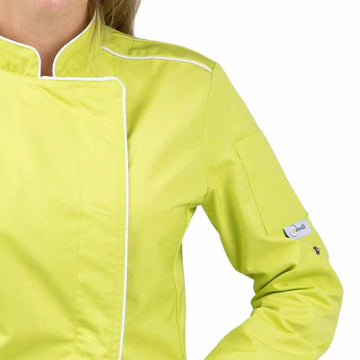 Veste de Cuisine Femme Orchestra Anis Liseré Blanc Double poche stylo Manelli